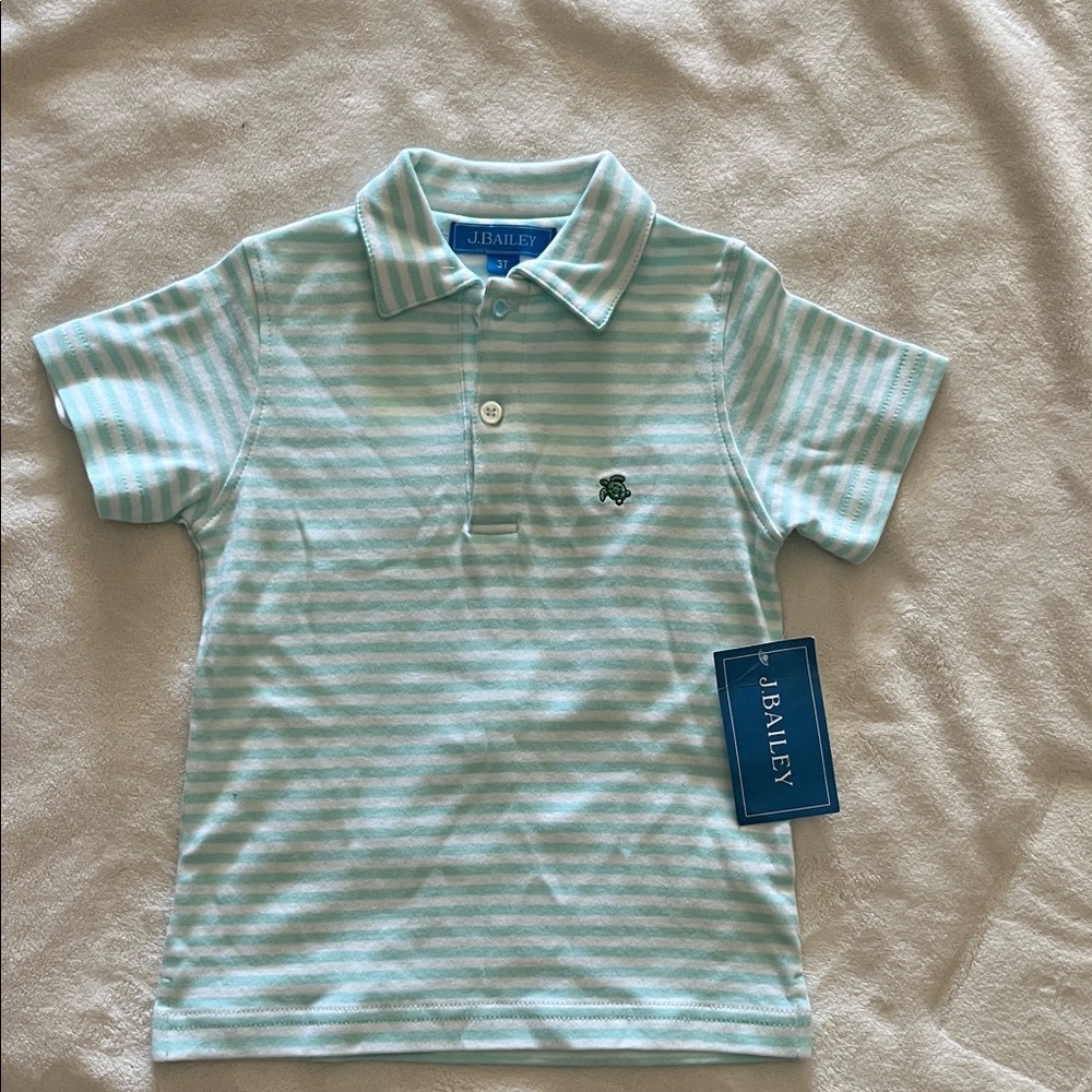 Aqua Striped Kids Polo Shirt